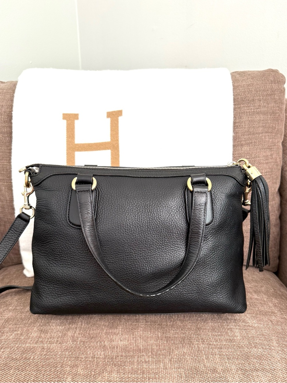 Authentic Gucci SoHo 2Way shoulder bag black leather gold hardware medium - Picture 7 of 16